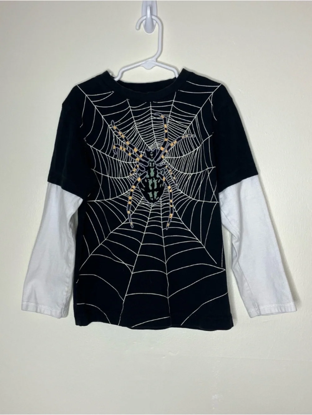 Gymboree boys spooky glow-in-the-dark spider long sleeve shirt 6